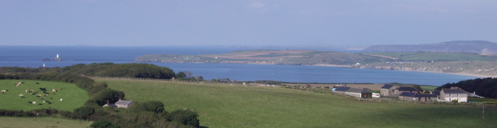 View from Tremcrom Hill over Gwithian Sands and Godrevy Lighthouse